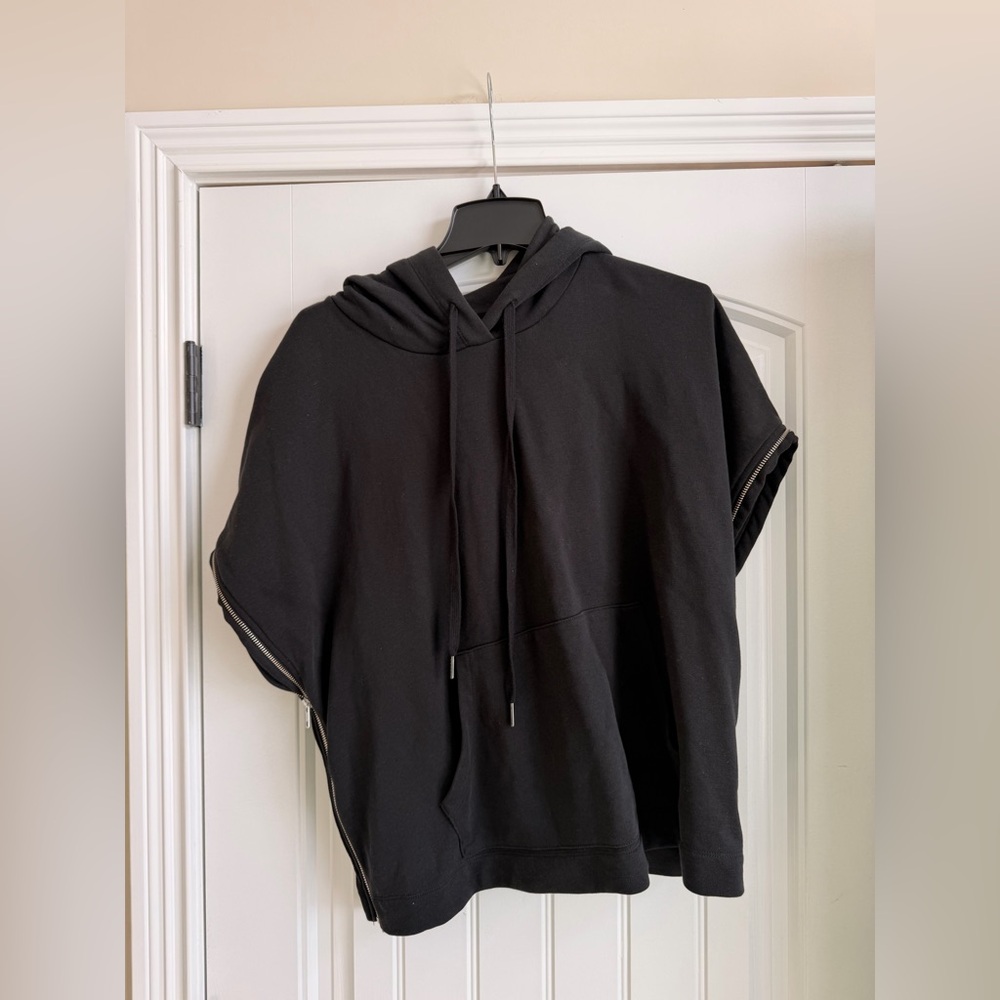Evereve Black Hooded top with Zipper side Details